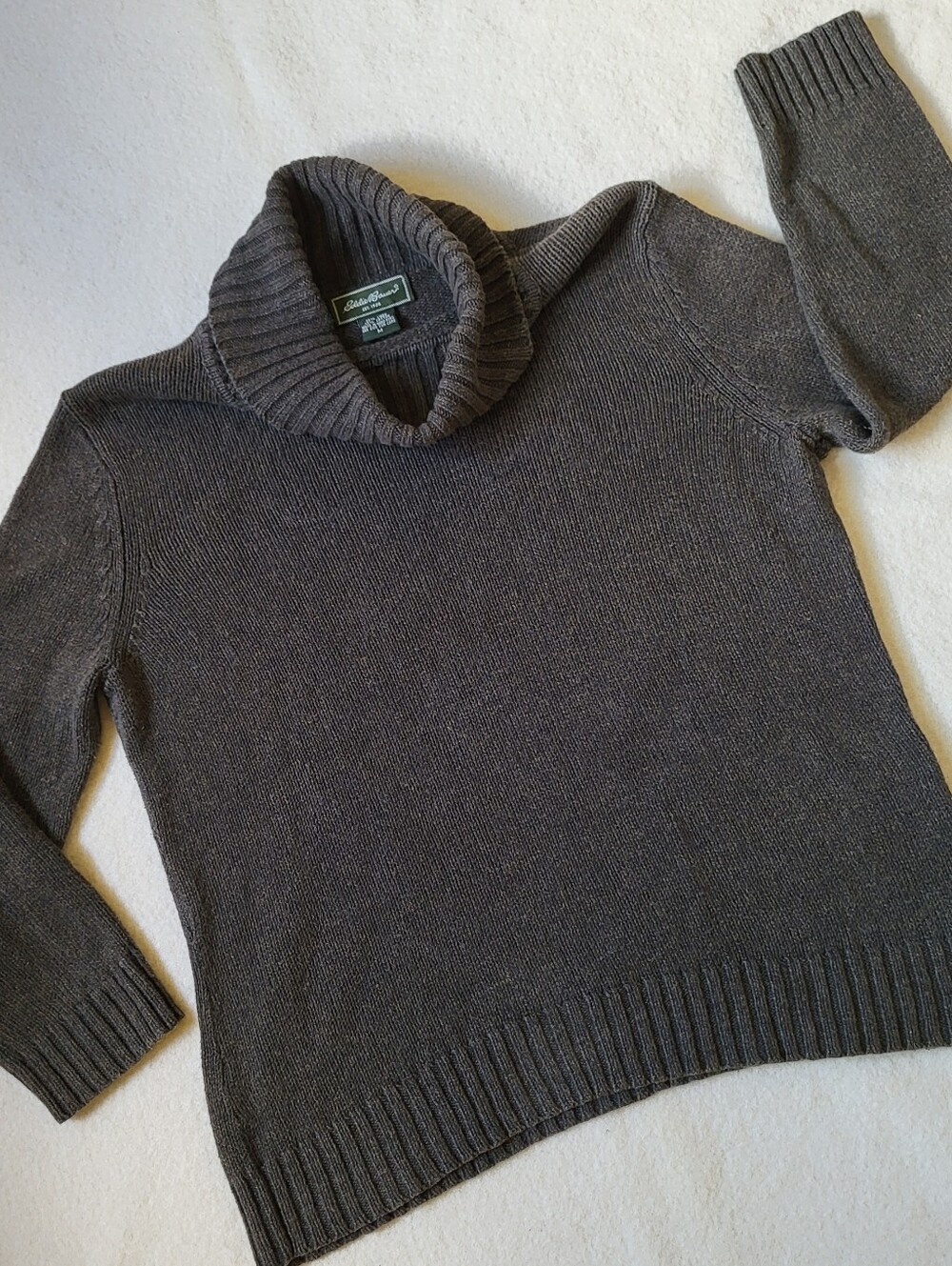 Vintage Eddie Bauer Sweater Women's Size M Olive Green Linen Cotton